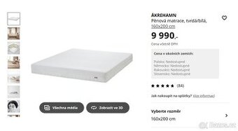 Prodám matraci IKEA ÅKREHAMN 160x200 cm