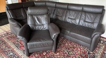 Rohová kožená sedačka s křeslem,5444