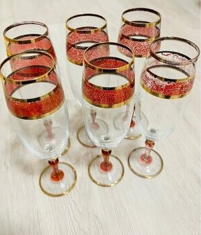 Sada sklenic bohemia cristal zlacená