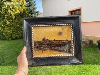 Stary obraz, rytina na plechu PRAHA