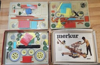 Stavebnice MERKUR – díly v orig. krabicích, retro ČSSR