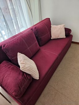 Rozkládací sedačka/pohovka - burgundy samet  (vínová)