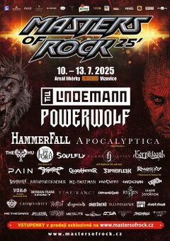 2x listky na Masters of rock 10-13.7.2025