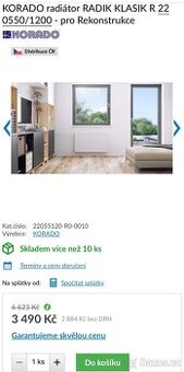 Prodám radiátor KORADO KLASIK - pro Rekonstrukce 120cm