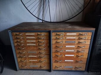 Dílenský šuplíkový regál - Industriální