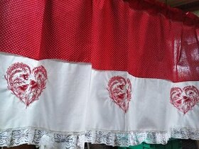 3x VYŠÍVANÁ ZÁCLONA - SRDÍČKO - VČELY - HEŘMÁNEK - KRAJKA