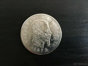 Stříbrná mince 5 Lir Itálie 1873 - 1