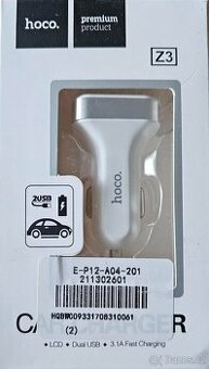 Nová Hoco Z3 nabíječka do auta 2x USB / 3,1A / LCD bílá