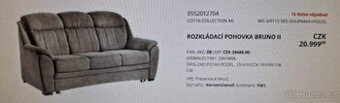 Prodám zánovní sedačku, trojsedák, rozkládácí