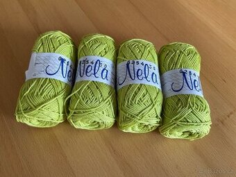4x 50g háčkovací/ pletací příze Nela (200g)- jarní zelená