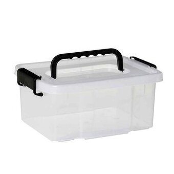 Úložný box 11 L průhledný s víkem a madlem