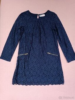 H&M dívčí krajkové šaty modré, vel. 122-128