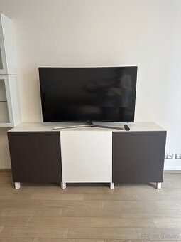 TV stolek / komoda – bílá a hnědá mat