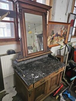 Starožitná toaletka s mramorem - 1