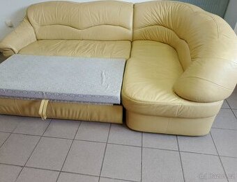 ROZKLÁDACÍ kožená sedací souprava s úložným prostorem