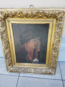 Starožitný obraz - muž s fajfkou