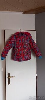 Zimní bunda růžovo-modrou s kožíškem