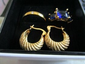 Sada plněné zlato-2xprsten&náušnice, váha 11.39g