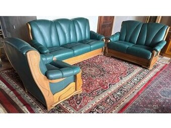 Dubová rustikální kožená souprava 3+2+1,3332