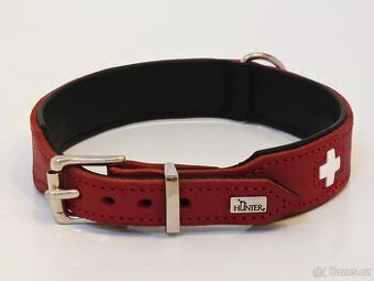 Nový Hunter Swiss kožený obojek červený