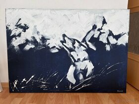 Série akrylových maleb na plátně vlk, orel a ryba, 70x100 cm