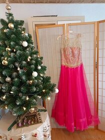 Společenské šaty růžovo-zlaté vel.38 - 1