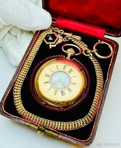 14K ZLATÉ PÁNSKÉ KAPESNÍ HODINKY UNION GLASHÜTTE S ETUI