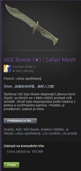 CS:GO 2 skin Nůž Bowie Safari Mesh Povrch: Lehce opotř - 1