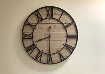 Hodiny dřevo kov, průměr 90 cm - 1
