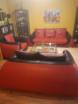 sedací souprava 3+2+1 kůže a textil