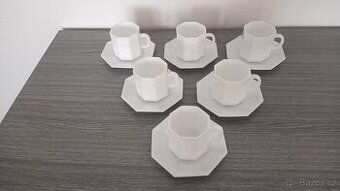 Sada - kávové / čajové šálky s podšálky "OKTAGON" bílé