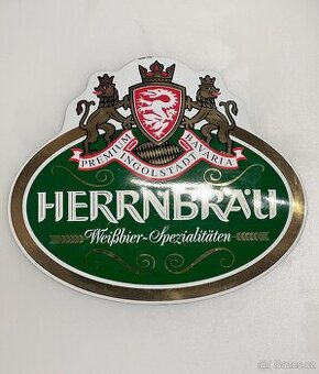 Original smaltovaná cedule "HERRNBRÄU" Halem GmbH
