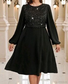 Černé flitrové plesové šaty, velikost 48