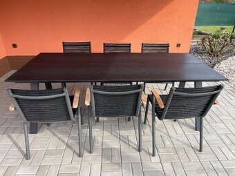Zahradní stůl 220 x 100 + 6 židlí.