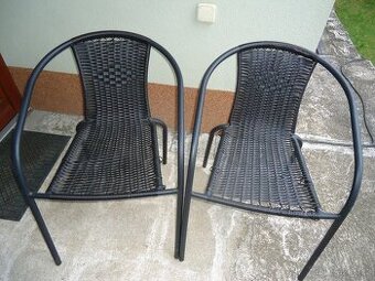 Křesílka / židle umělý ratan - 2 ks, stohovatelné