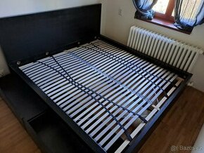 Ikea postel Malm cerna 180/200 + 2 šuplíky