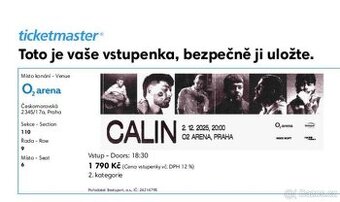Prodám lístek na koncert Calina 2.12.