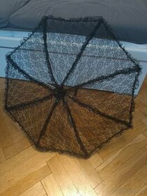 Transparentní krajkový deštník černý gothic