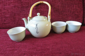 Nový porcelánový čajový japonský servis světle zelený