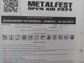 Metalfest Open Air 2024 2ks Jednodenní vstupenky 1.6.2024
