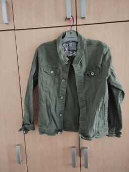 Kratší khaki džínová bunda vel. XXL