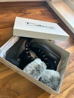 Kožené kotníčkové kozačky /sněhule, Pollonus, vel. 37