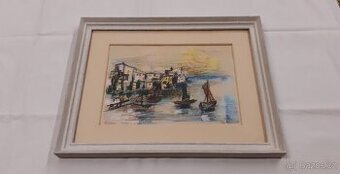 Obraz originál František Motyčka voskový pastel, signováno