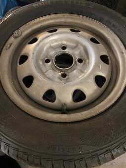 Plechové disky 13” 4x100 a letní pneu 165/70/R14