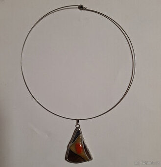 náhrdelník sklo cín fusing na obruči 2