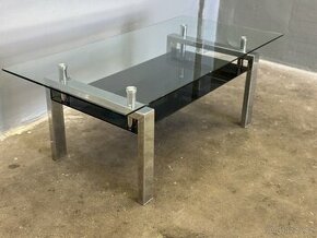 Konferenční stolek, chrom/sklo, FABER - 1
