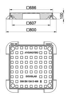 Poklop D400 DOUGLAS 60X60CM VODOTĚSNÝ 4 ŠROUBY