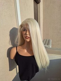 Dlouhá rovná blond paruka s krajkou vpředu 13156