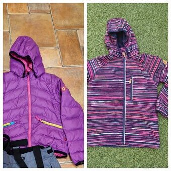 Péřová bunda/vesta 134/140 +softshellka - Reima