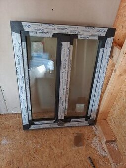 Dvoukřídlé okno antracit/bílé, trojsklo